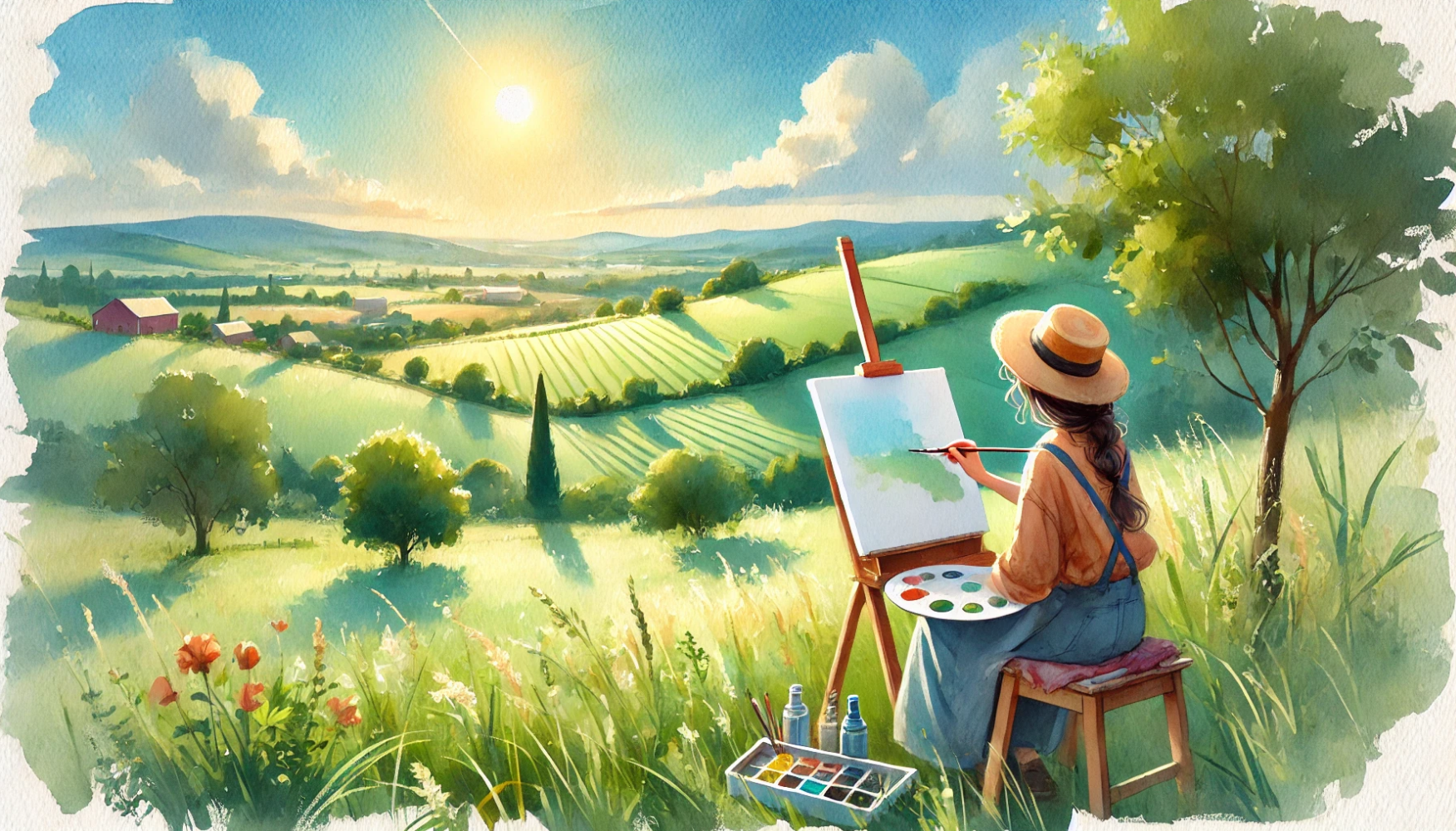 An artist enjoying plein air painting