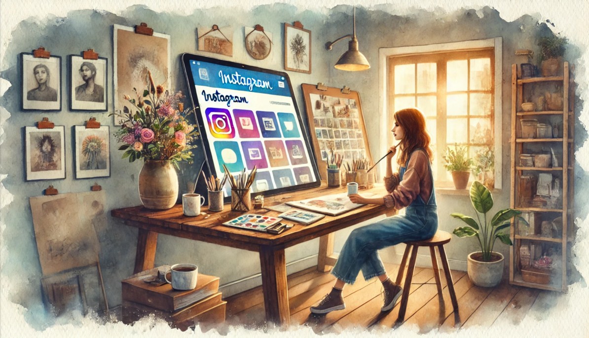 An artist planning content for instagram