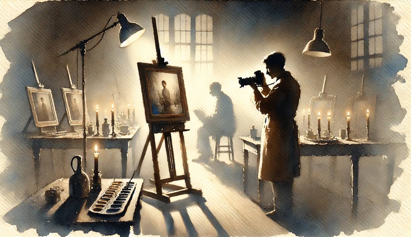 An-Artist-clicking-photographs-of-his-artwork