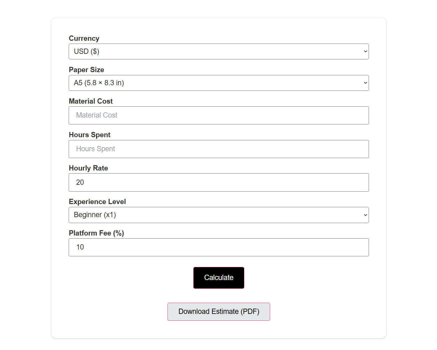 art commission calculator
